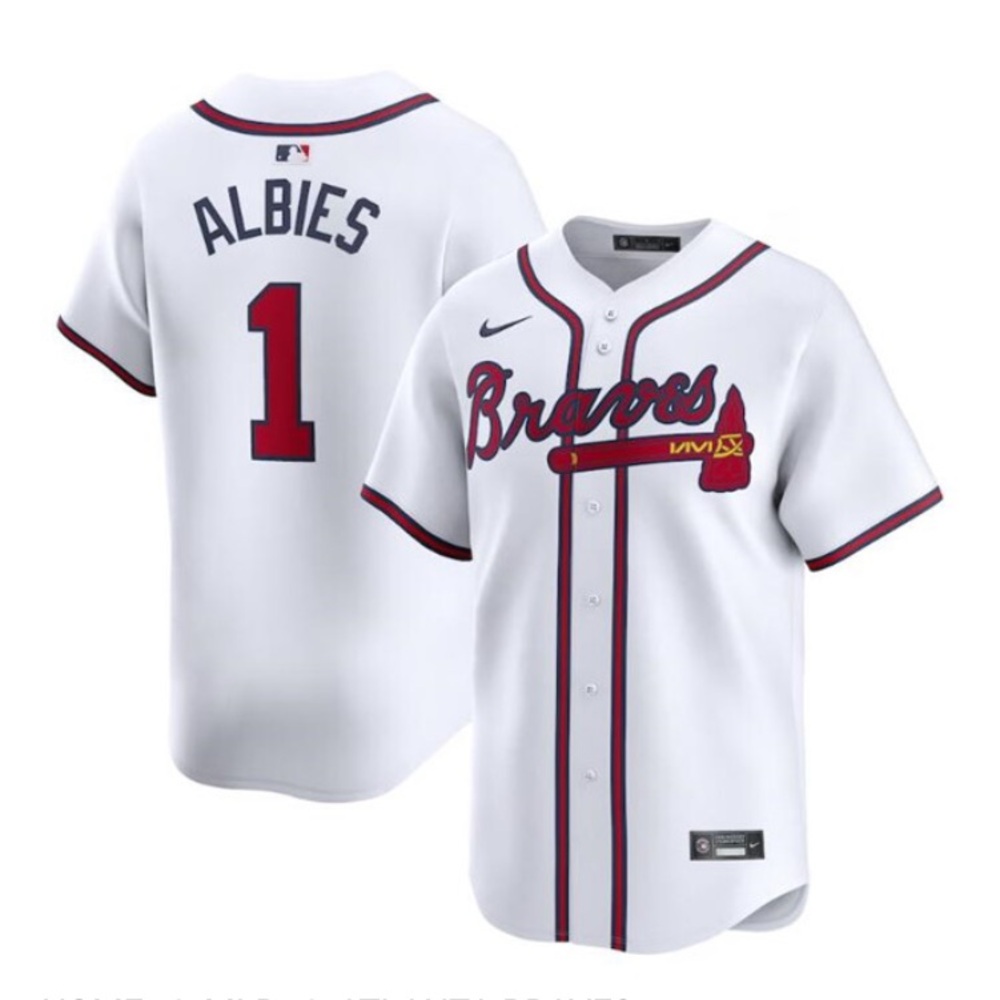 NWT Nike MLB Atlanta Braves Ozzie Albies #1 Home Jersey/Hat Bundle